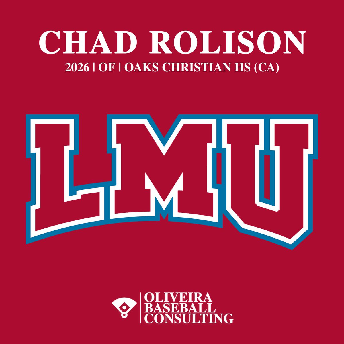 OBC_Recruits's tweet image. Congrats to Chad Rolison on his commitment to Loyola Marymount University. The Lions are keeping a big time left handed bat close to home in Los Angeles. Fired up for the Rolisons #LMU #GoLions #WCC #Committed