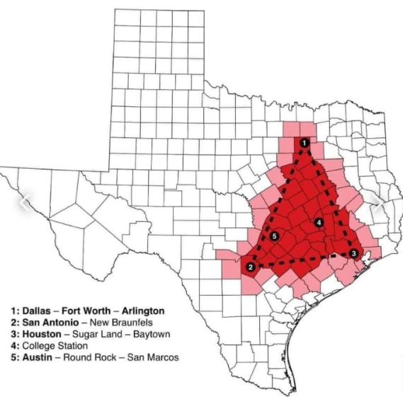 not a city but one continuous sprawl, a vertiginous abyssal plain, the actual existing annihilation of anything green or vital: The Devil's Triangle