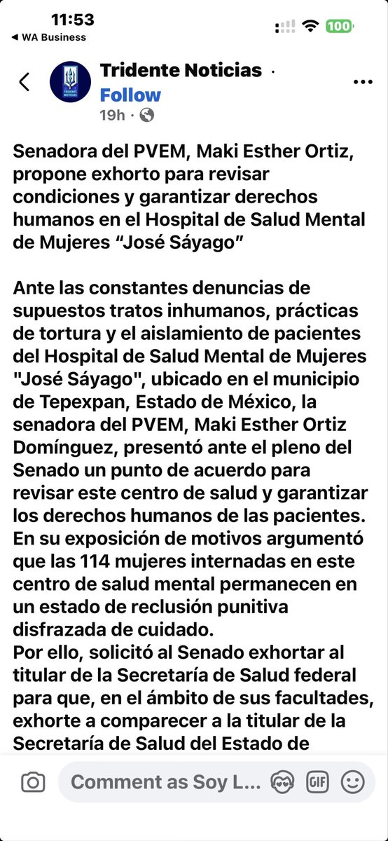 🔺POR FAVOR AMIGOS ¿NOS AYUDAN?🔺

Se reportan casos de trato infrahumano a estas mujeres incluyendo tortura. No tienen voz. 

“…las 114 mujeres internadas en este centro de salud mental que permanecen en un estado de reclusión punitiva disfrazada de cuidado…”

Es URGENTE se