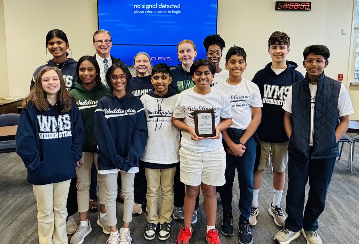 WeddingtonMSNC's tweet photo. We are so proud of our Battle of the Books team and their amazing performance at the UCPS competition today! #MBOB #BookBattles @UCPSNC @AGHoulihan https://t.co/lztVkd93nE
