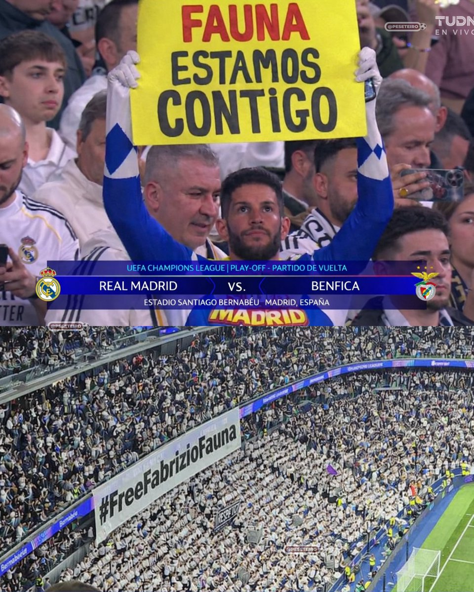 Emociona la muestras de apoyo del Bernabeu a Fabrizio Fauna. 🕊️
