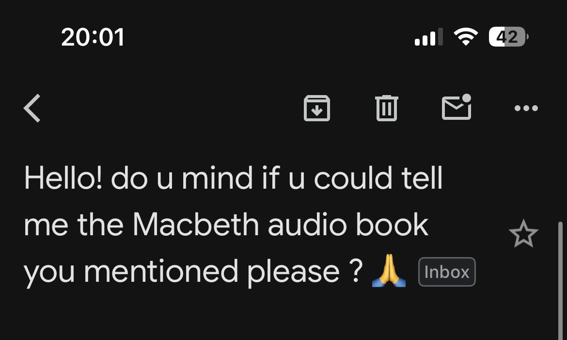 MrsHC97's tweet photo. Emails like this from students when I mention a book I’ve read! 😍🥰 (Lady MacBethad) https://t.co/B77pSEFIQ9