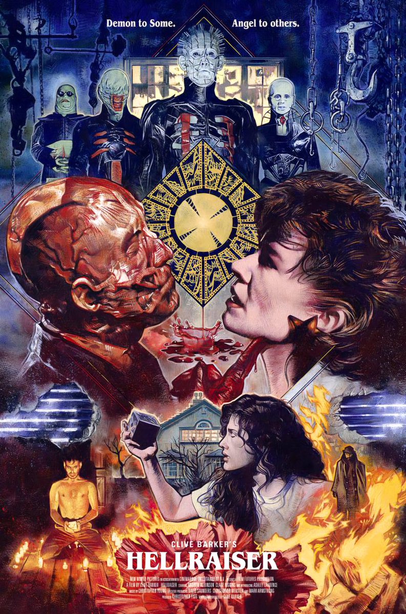britmedia2000's tweet photo. Hellraiser 
(1987)

A woman discovers the partially formed body of her brother-in-law. She starts killing for him to revitalize his body so he can escape the demonic beings that are pursuing him

REF: PHX/HELLRAISER87/POSTERART/042
#Hellraiser1987 #PosterArt https://t.co/aUCTfUAWVC