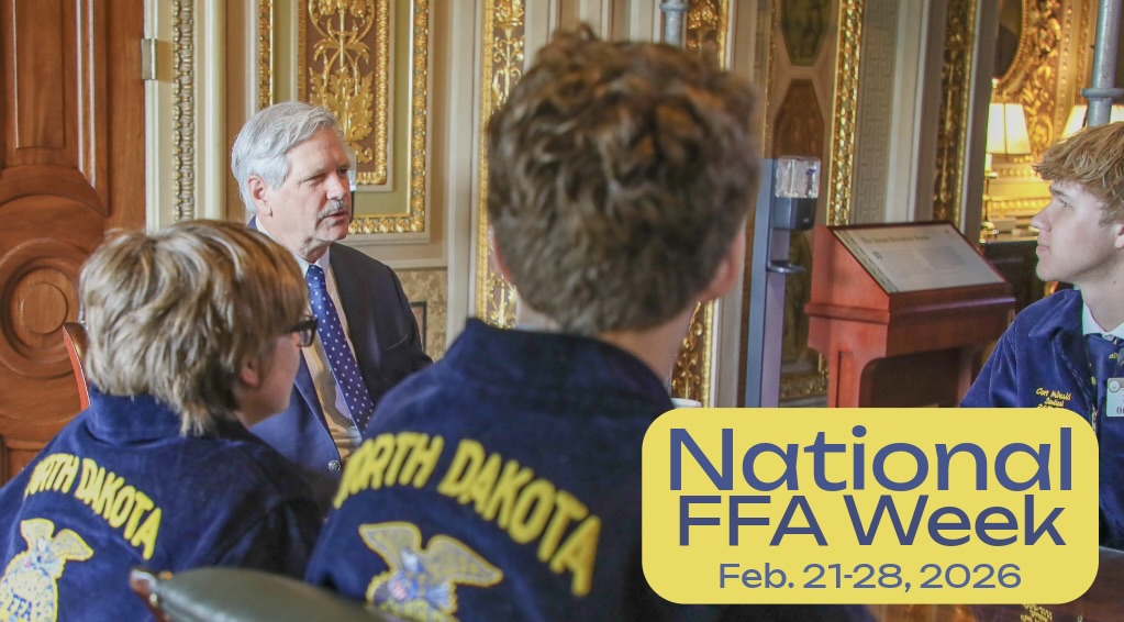 SenJohnHoeven's tweet image. Happy #FFAWeek to those in #NorthDakota and across the country! Thanks to @NationalFFA, the next generation will be ready to lead and strengthen American agriculture.