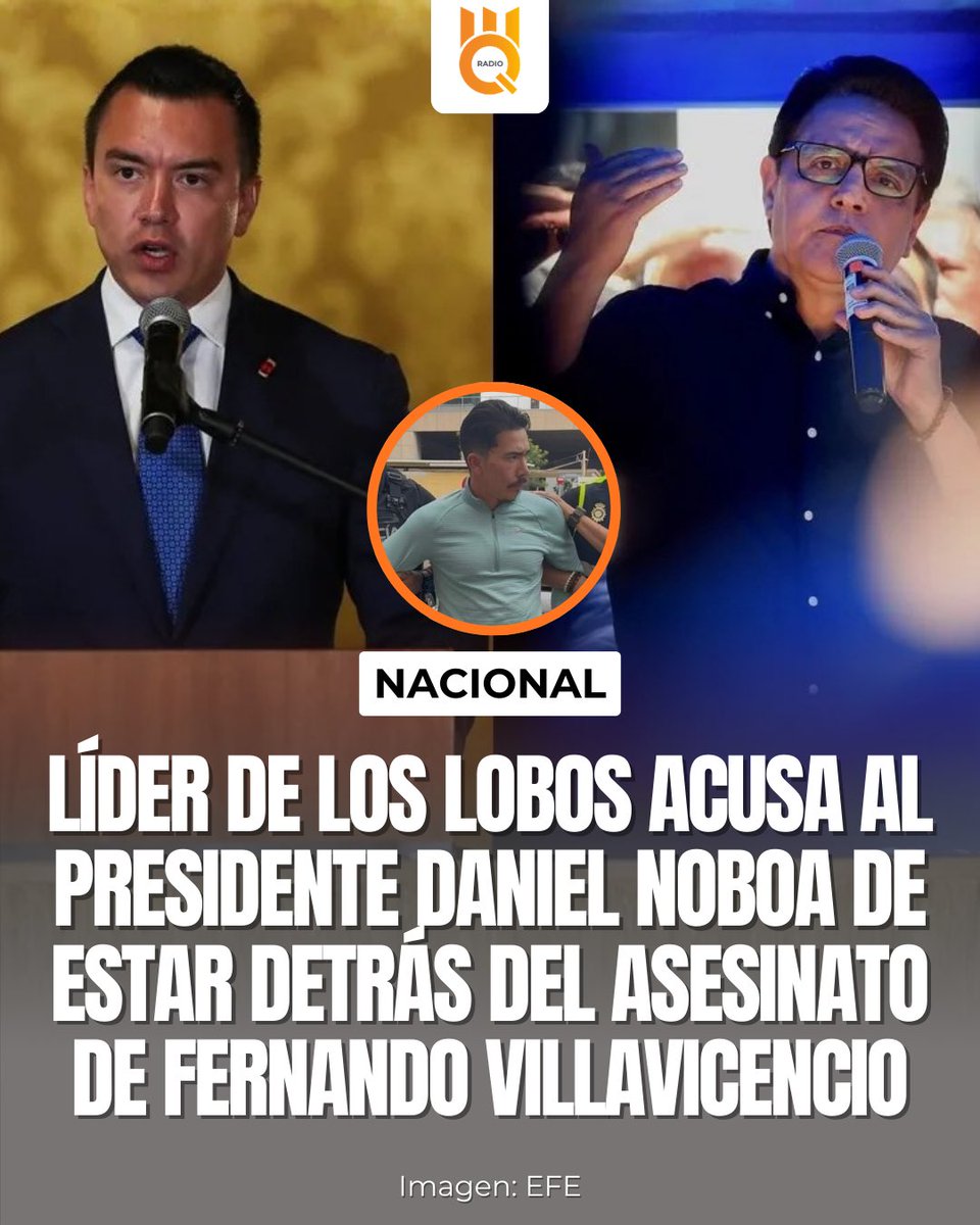 MQRadiofm's tweet photo. 🚨 #Noticias | Alias “Pipo”, identificado como líder de la organización criminal Los Lobos, negó ser el autor del asesinato del excandidato presidencial Fernando Villavicencio y acusó al presidente Daniel Noboa de haber ordenado el crimen.

📍 Las declaraciones fueron realizadas ante la Fiscalía en Zaragoza, donde Wilmer Chavarría compareció acompañado de su abogado y bajo custodia policial española.

⚖️ Según fuentes de la defensa, el detenido —quien permanece en prisión mientras se resuelve su extradición— respondió preguntas de la fiscal de cooperación internacional y de su abogado, pero se negó a contestar las interrogantes enviadas por el Ministerio Público ecuatoriano.

📌 Fuente: EFE

#LaRadioDeQuito