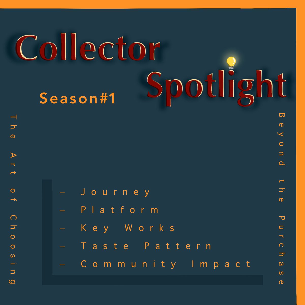 Chikushoh's tweet image. 🔥Ｃｏｌｌｅｃｔｏｒ Ｓｐｏｔｌｉｇｈｔ 🔥

🔸 Over the past year, I’ve seen countless #Artist_Spotlights 
Artists are introduced, analyzed, and appreciated ,and that awesome.!!

🔸But it’s time to talk about the hidden pillar of this space: #collectors 

For me, exploring