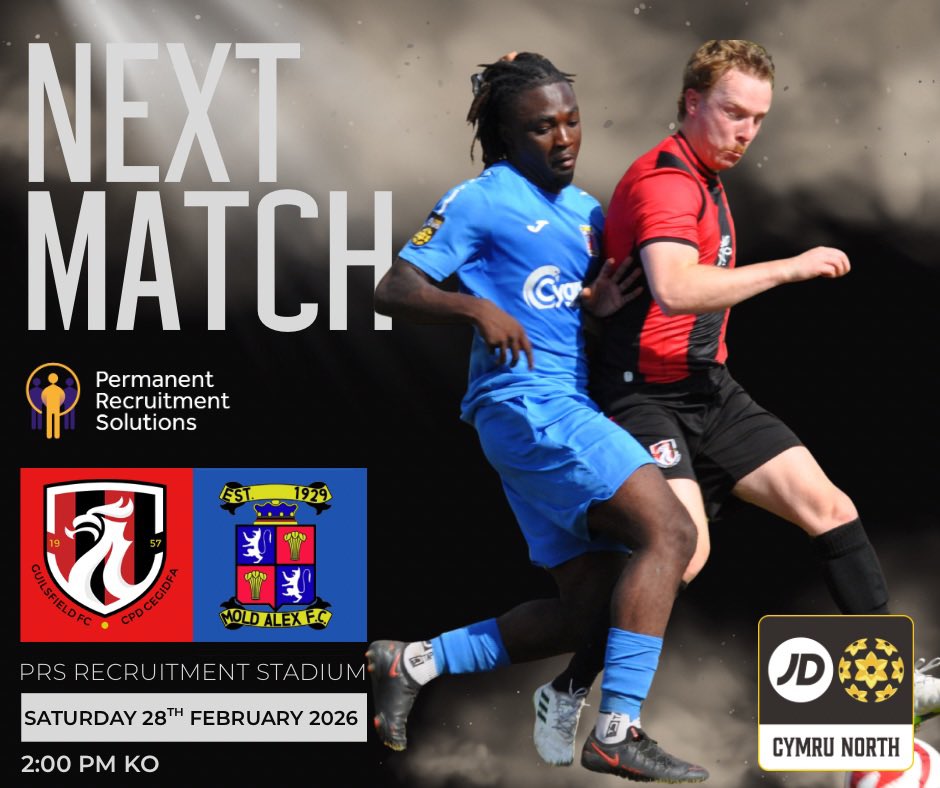 GUILS1957's tweet photo. 🔴⚫️Next Up⚫️🔴

Back on home soil this Saturday afternoon as we welcome @moldalexfc1929 to the @per_recruitment Stadium.  Kick off 2pm. 

#Guils https://t.co/re56CeNfpx
