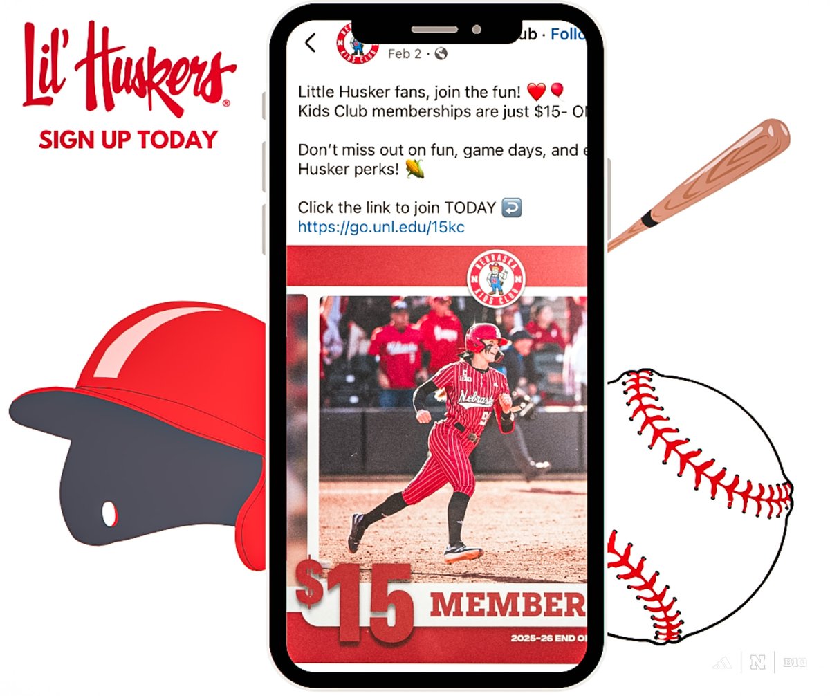 Don’t miss your chance to sign up for the Huskers Kids Club before baseball &amp; softball season begins!⚾️🥎

Game days are better as a Lil Husker! From exclusive perks to special experiences, you won’t want your little Husker to miss out!

Sign up today 👉 huskers.com/kidsclub