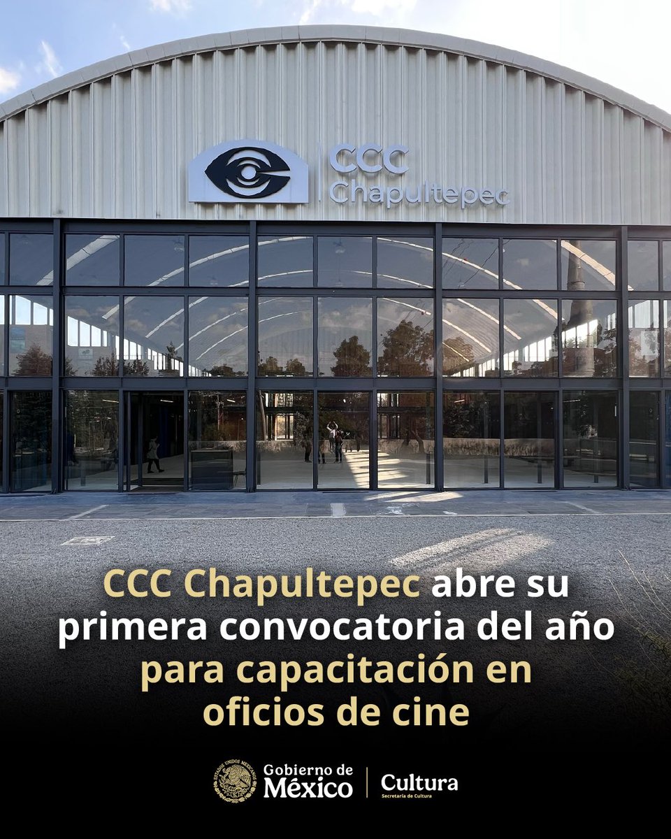 El Centro de Capacitación Cinematográfica en Chapultepec abre su primera convocatoria académica de 2026.

Como parte de la política integral de formación artística y profesional que impulsamos desde la Secretaría de Cultura, se ofrecen diplomados, cursos y talleres en distintas