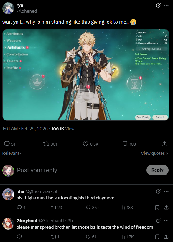 Pulled Varka this morning, saw this, and now I can't stop thinking about it 😭