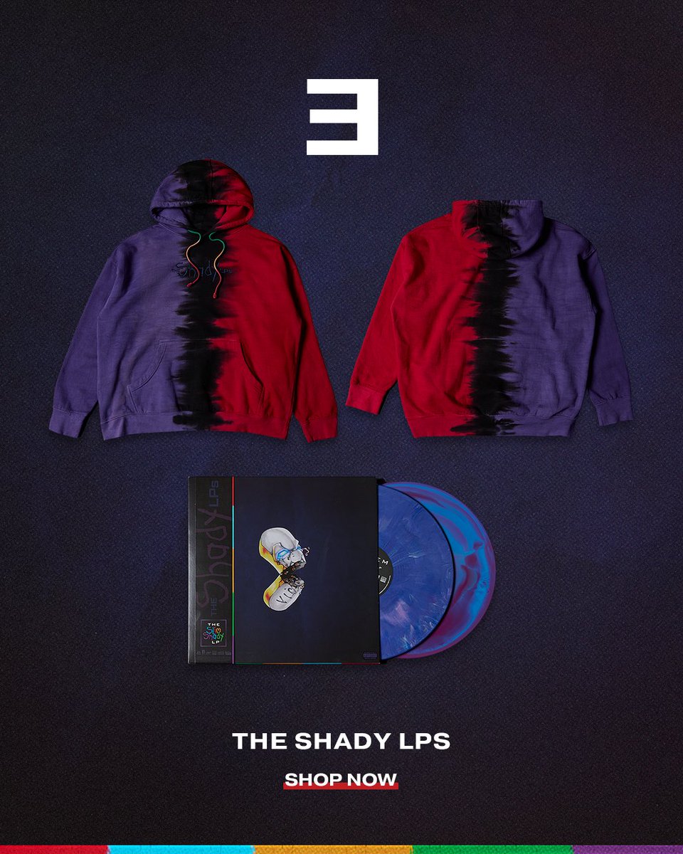 “Gave you all the finger and told you to sit and twirl / Sold a billion tapes, and still screamed "F*ck the world" 🖕 The Shady LPs limited edition vinyl and split dye hoodie available at Eminem.lnk.to/TheShadyLPs ‼️