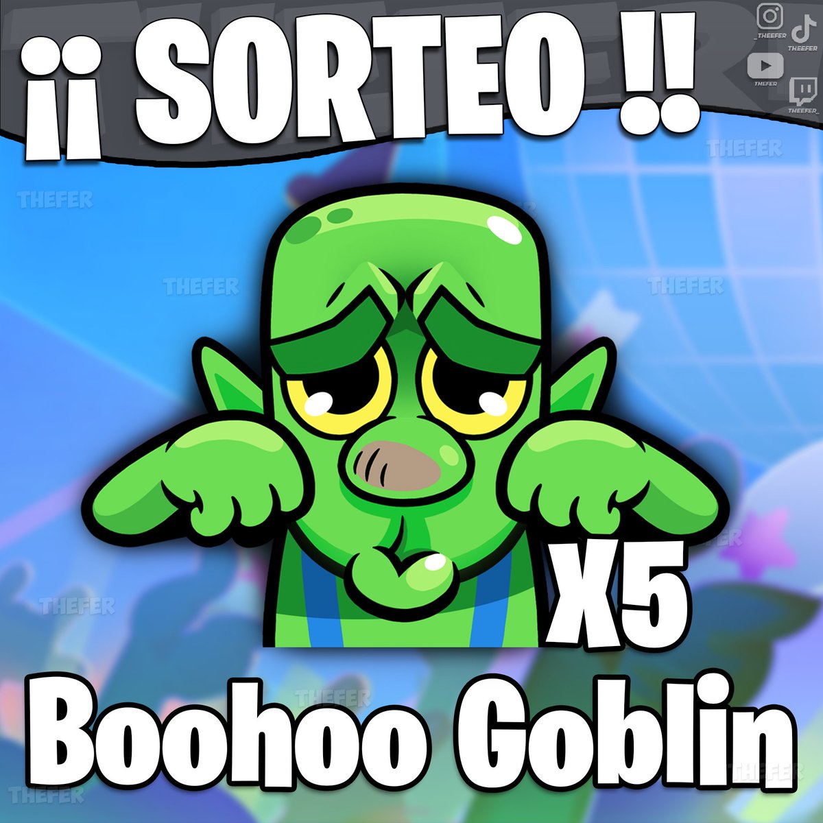 🎁 SORTEO X5 EMOTES DE Boohoo Goblin 🎁

📝Requisitos:

✅ Seguirme en  X  
<a href="/TheeFer_/">TheFer</a>
 y en YouTube youtube.com/@TheFerr
✅Dar RT 🔄 y Like ♥️
✅Etiqueta a 2 amigos ✏️

🏆 Los Ganadores se darán El Día 01 de Marzo 🏆

#ClashRoyale #GiftedBySupercell