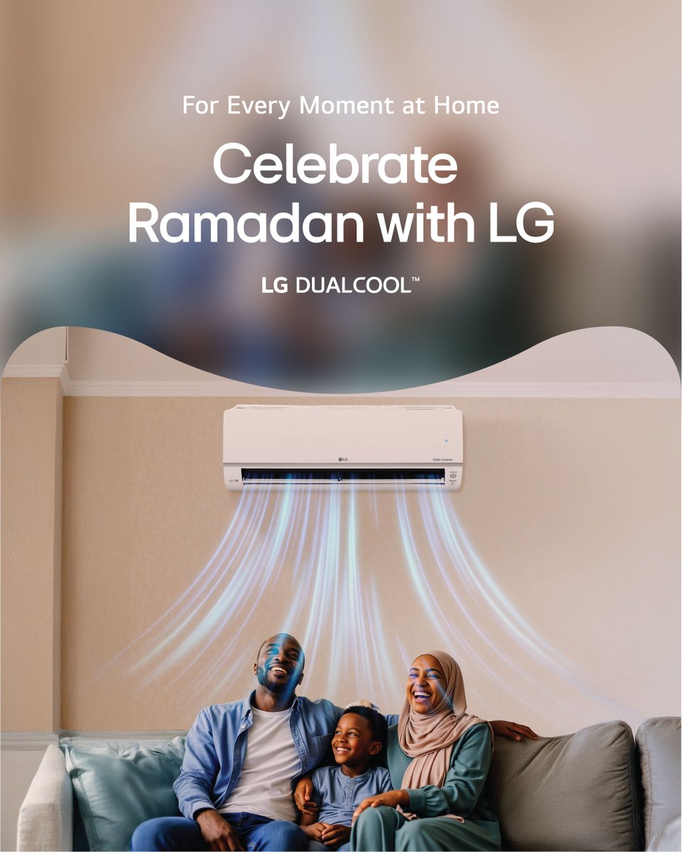 LGAfrica1's tweet photo. Enjoy quiet nights, peaceful prayers, and relaxed family moments with the LG DualCool Air Conditioner.

Learn more: https://t.co/IBjSbZsVb3

#LGDualcoolAc #LifesGood #SmartCooling #CelebrateRamadanWithLG #Ramadan #LGNigeria https://t.co/8NRQuR0ByA