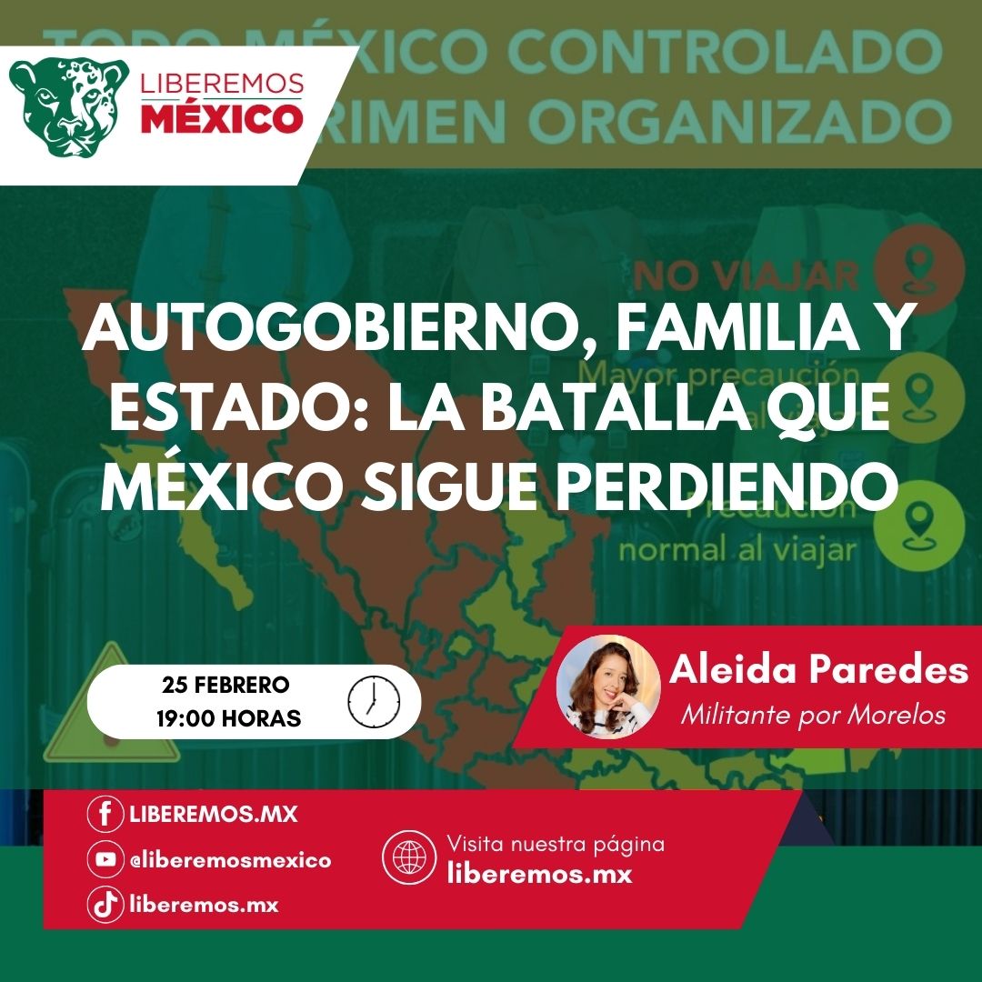 Cuando la autoridad falla, la comunidad se debilita.
Cuando la familia se fragmenta, el crimen recluta.
Cuando el Estado reacciona tarde, la sociedad paga el precio.
HOY 25 de febrero 7:00 pm
Facebook y YouTube de <a href="/LiberemosMx/">Liberemos México</a>