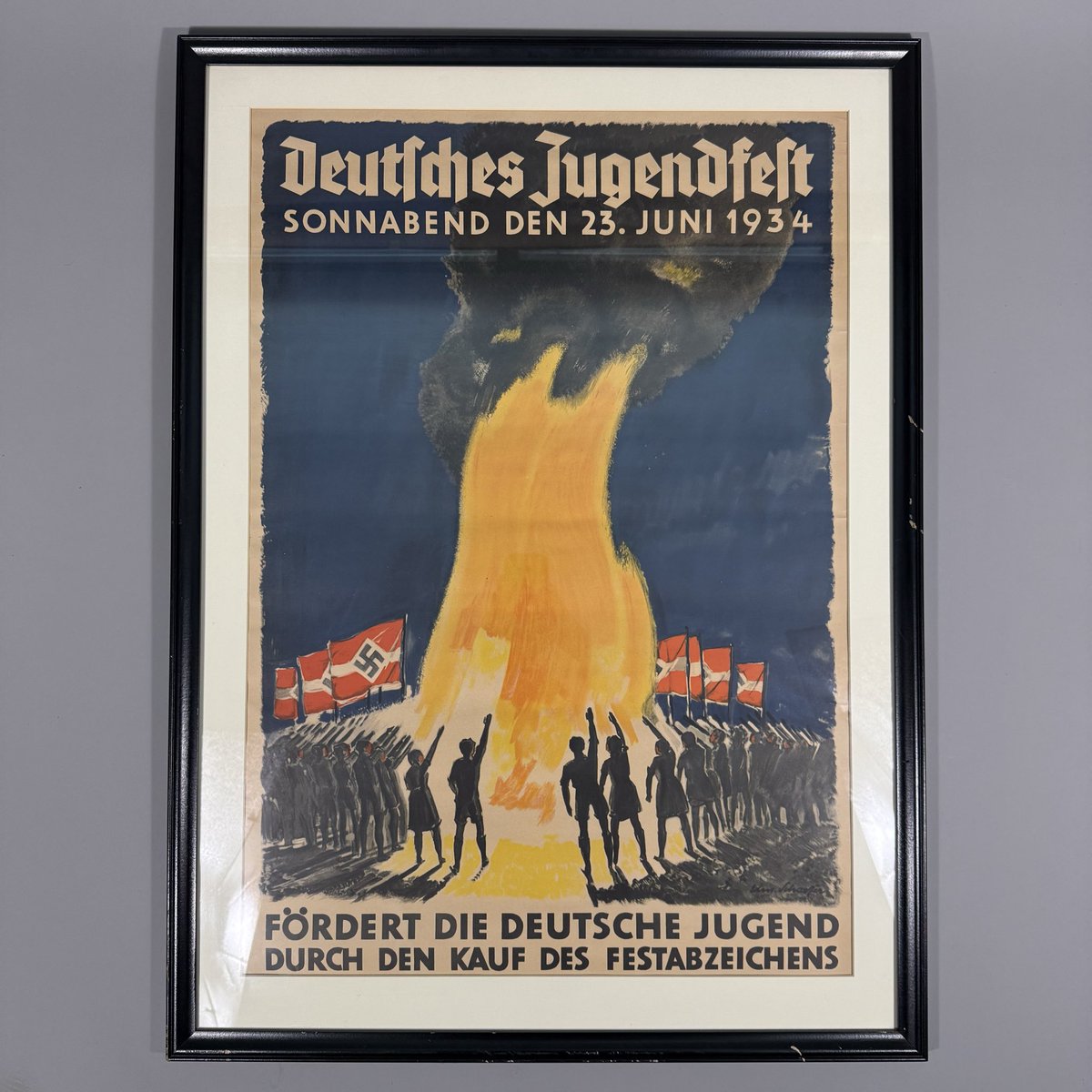 ExpeditionAntiq's tweet photo. Original Pre World War Two German Hitler Jugend “Deutches Jugendfest Sonnabend den 23 Juni 1934” Framed Poster from my personal collection now available on https://t.co/lmiiGNNlJN ! https://t.co/dT6AqfycTL