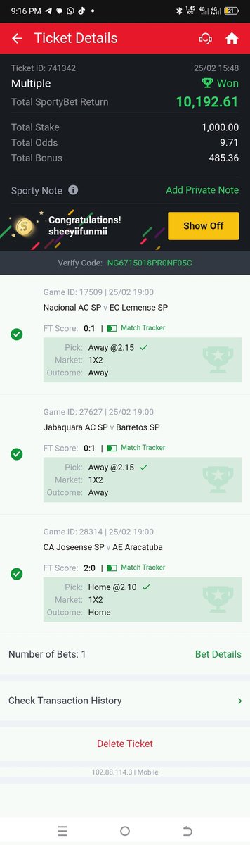KryptoRecovery's tweet photo. We won today😍first win 😄 
Check out my big win  #SportyBet ! https://t.co/UEWkavIkZ6