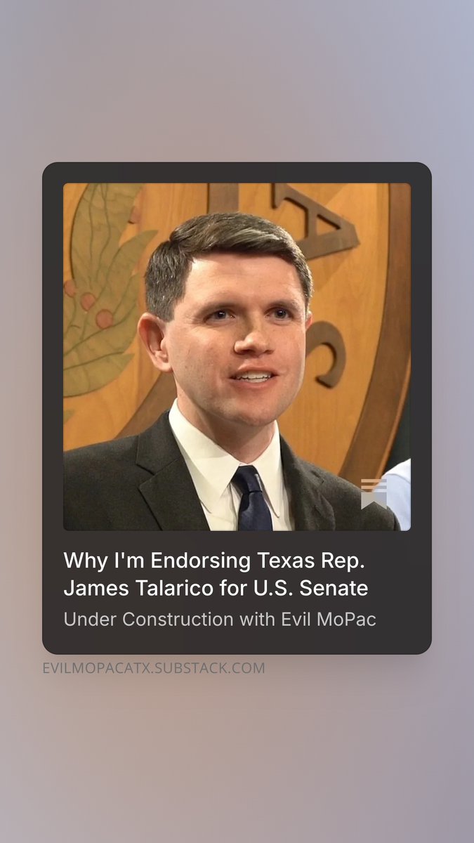I'm proud to announce my endorsement of Rep. James Talarico to be the Democratic nominee for Senate in Texas

My new article explains why I took this position: open.substack.com/pub/evilmopaca…