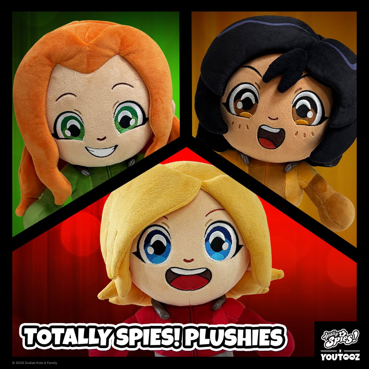 youtooz's tweet photo. the spies are here as the cutest plushies ever! ✨

alex, sam and clover from #totallyspies drop feb 28th at 3pm est ❣️ https://t.co/UdLH4zbirQ