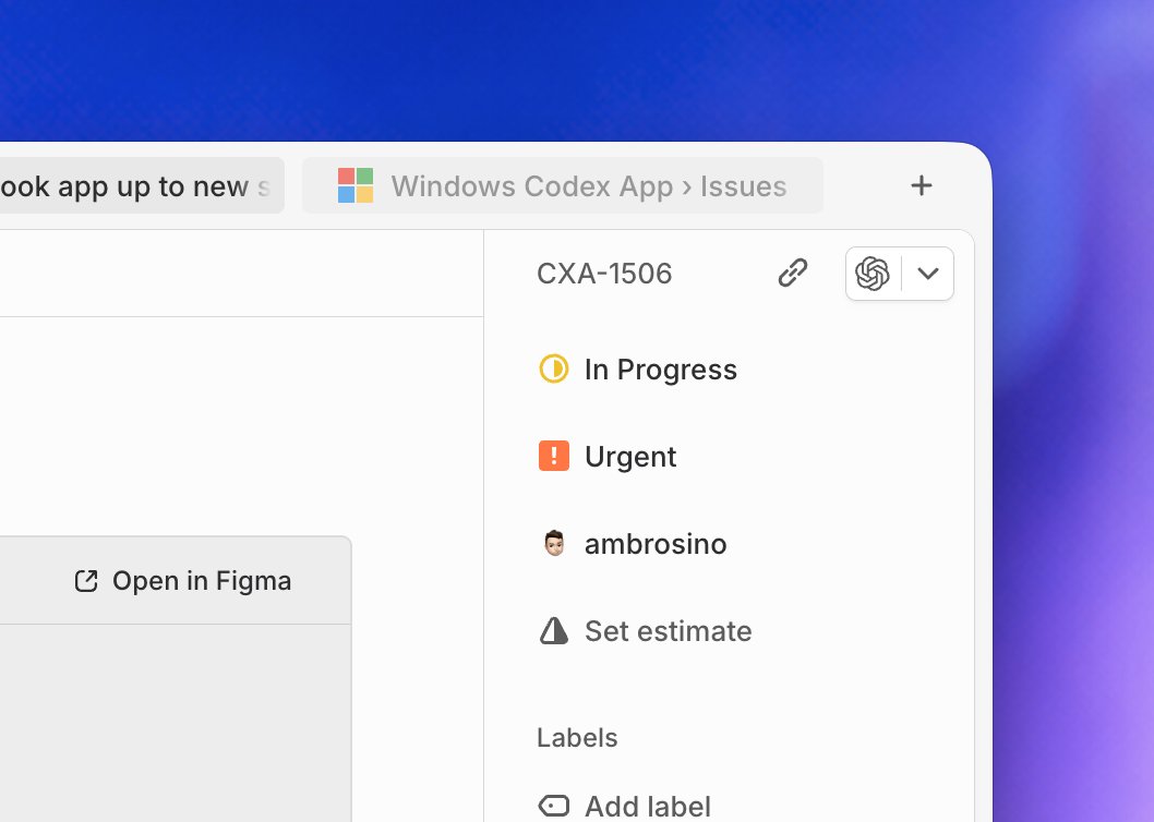 Now you can start new threads in the Codex app, directly in @linear