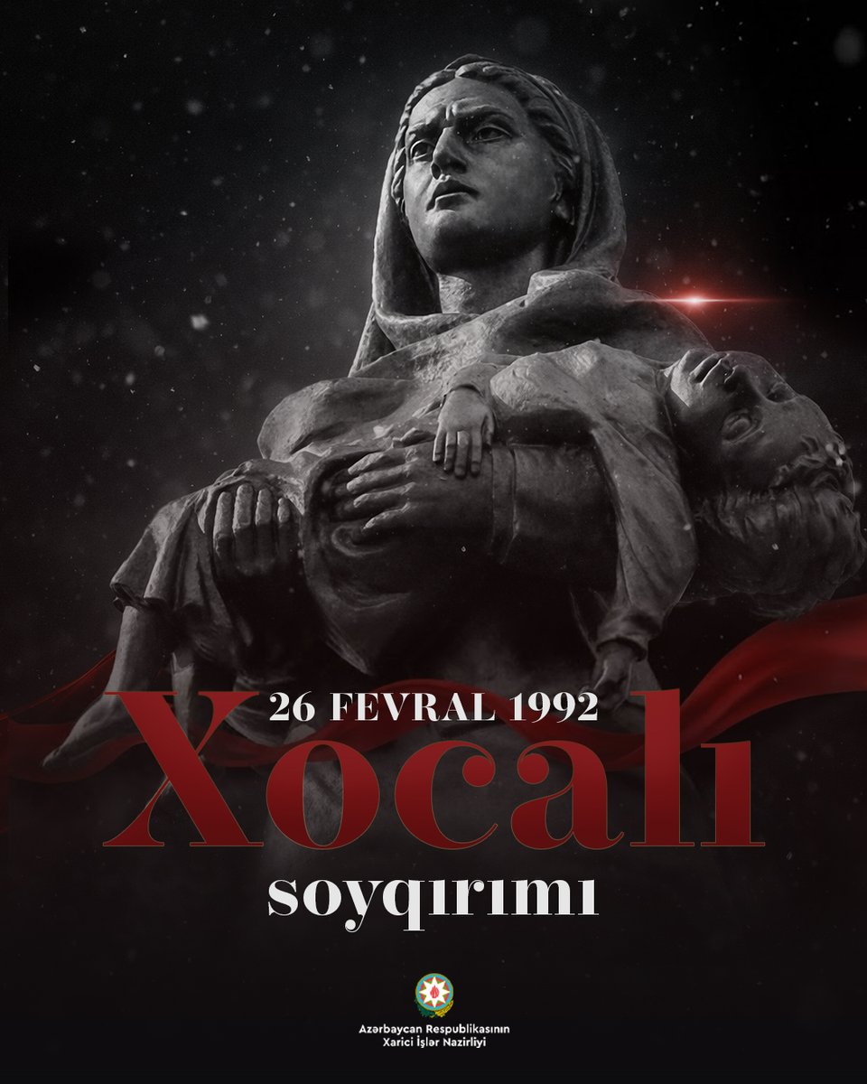 34 years have passed since the Khojaly Genocide, one of the most tragic chapters in Azerbaijan's contemporary history. 

On that night, 613 innocent civilians, including children, women, and elderly people, were brutally killed.

The tragedy of Khojaly remains a painful symbol of