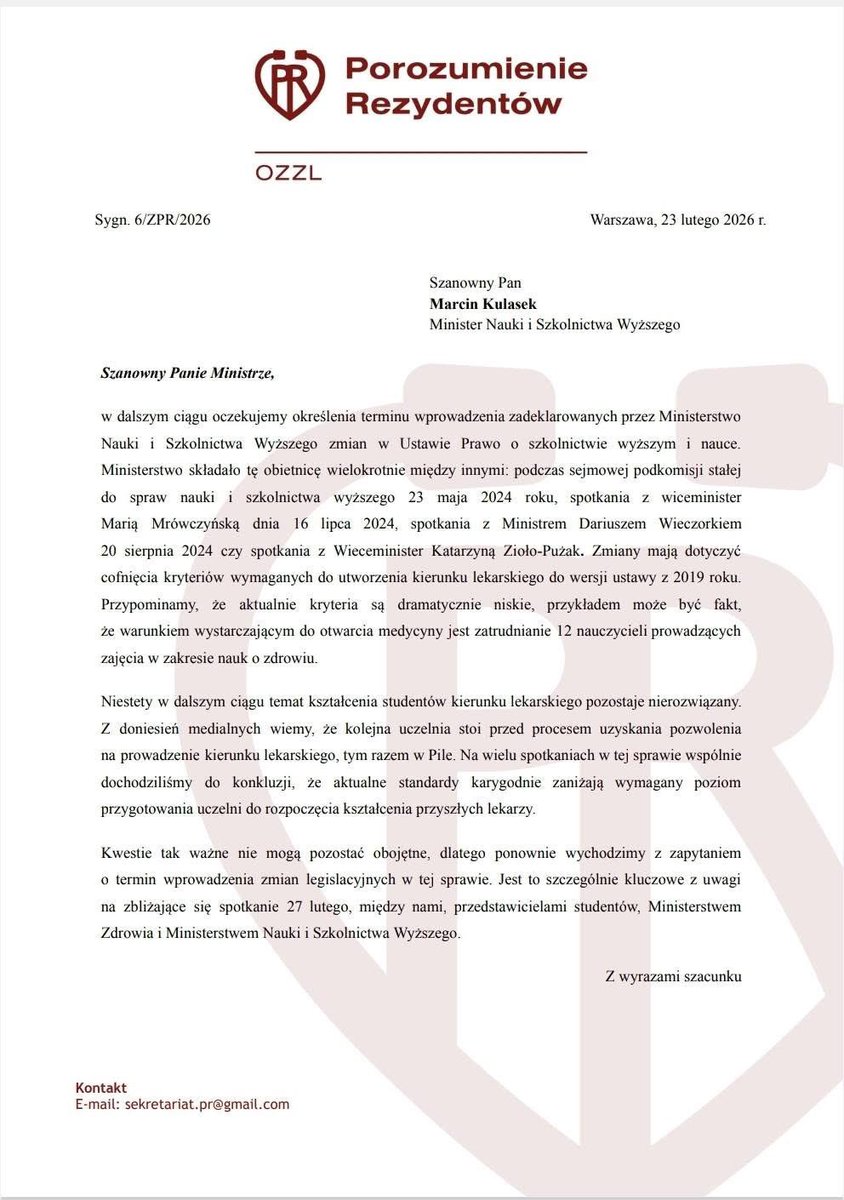 Porozumienie Rezydentów OZZL tweet media