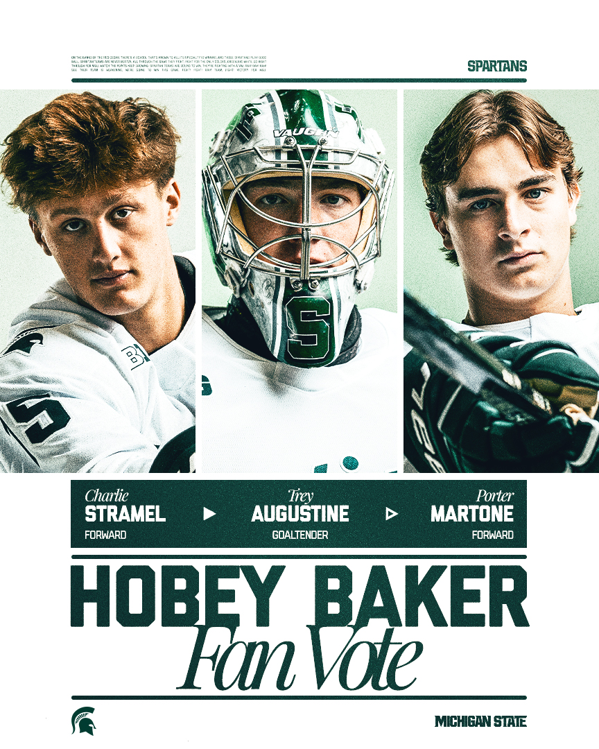 Don't forget to text your vote for Hobey!

Text the following codes to (844)-623-9688 to cast your fan vote!  

For Trey Augustine text code 26007  

For Charlie Stramel text code 26008  

For Porter Martone text code 26009