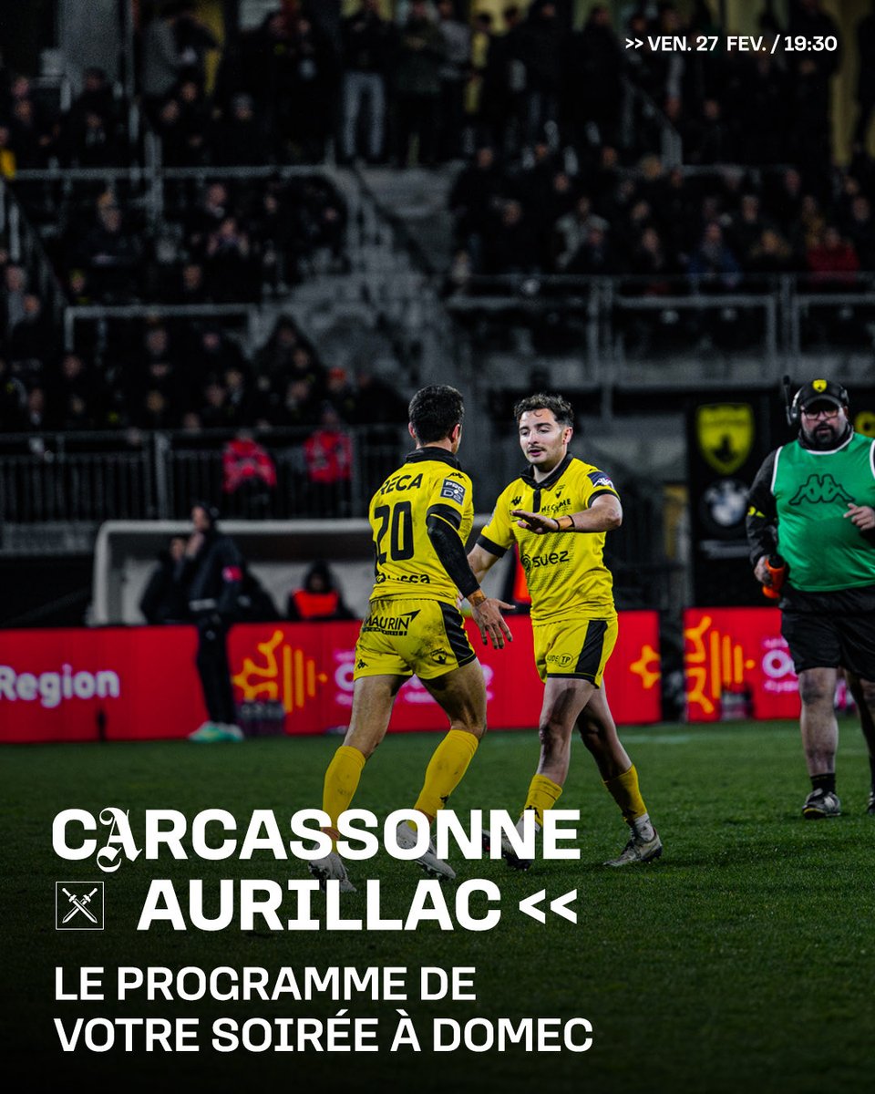 us_carcassonne's tweet photo. Découvrez le programme de votre vendredi à Domec !
➡️ https://t.co/6D8QvNjWYl
#USCSA #DéfendreNotreCité ⚔️ https://t.co/WVSYjk6sGb