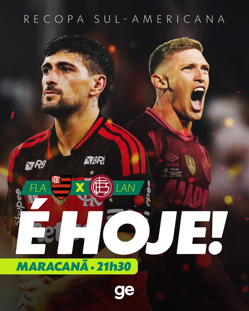 É hoje! Flamengo e Lanús decidem a Recopa Sul-Americana às 21h30, no Maracanã. Rubro-Negro precisa vencer por pelo menos dois gols de diferença para ficar com a taça. Se vencer por apenas um gol, a decisão vai para a a prorrogação. O ge acompanha tudo sobre o jogão!