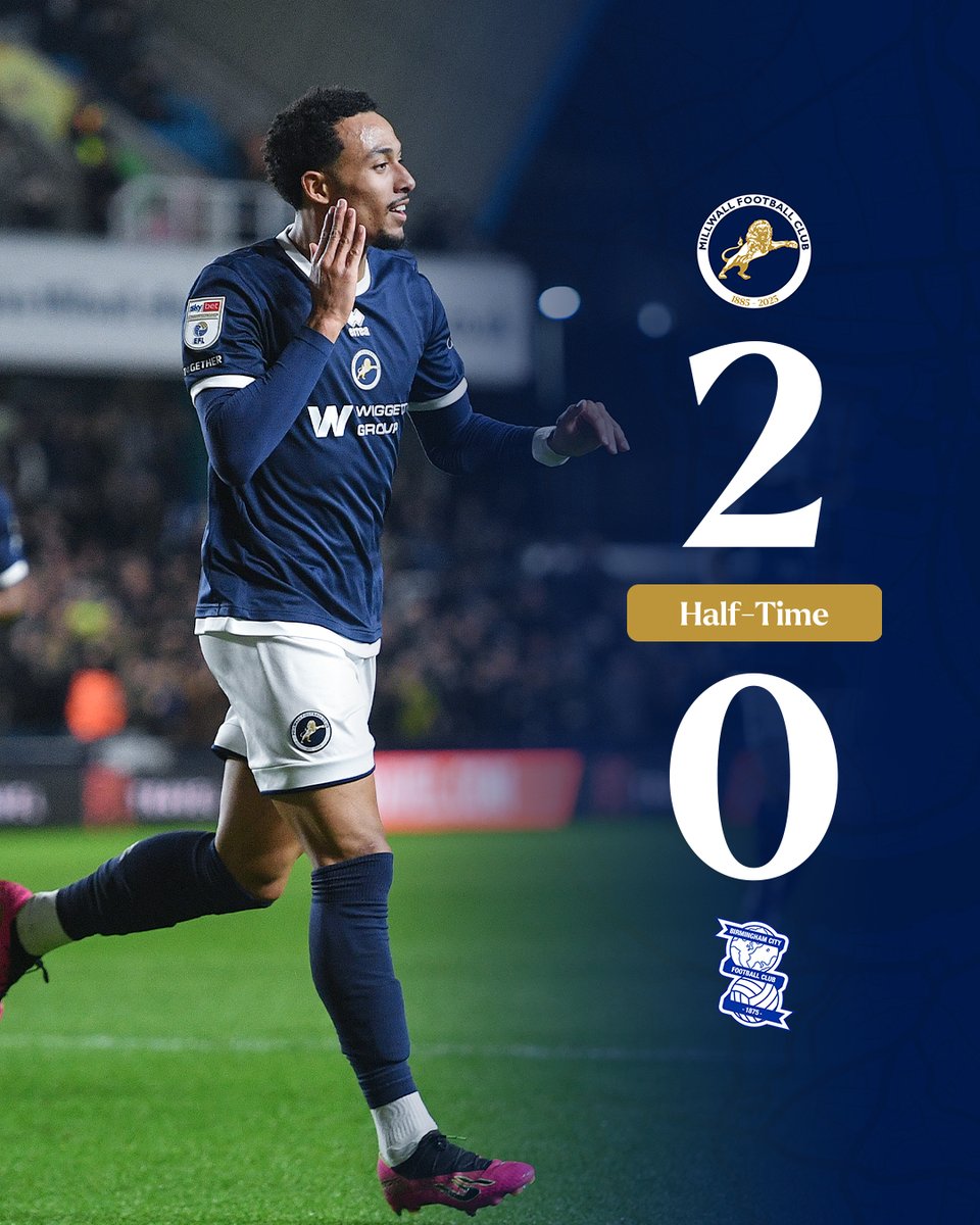 MillwallFC's tweet photo. ✌️ Two up at the break! https://t.co/BcmT8gUkXu