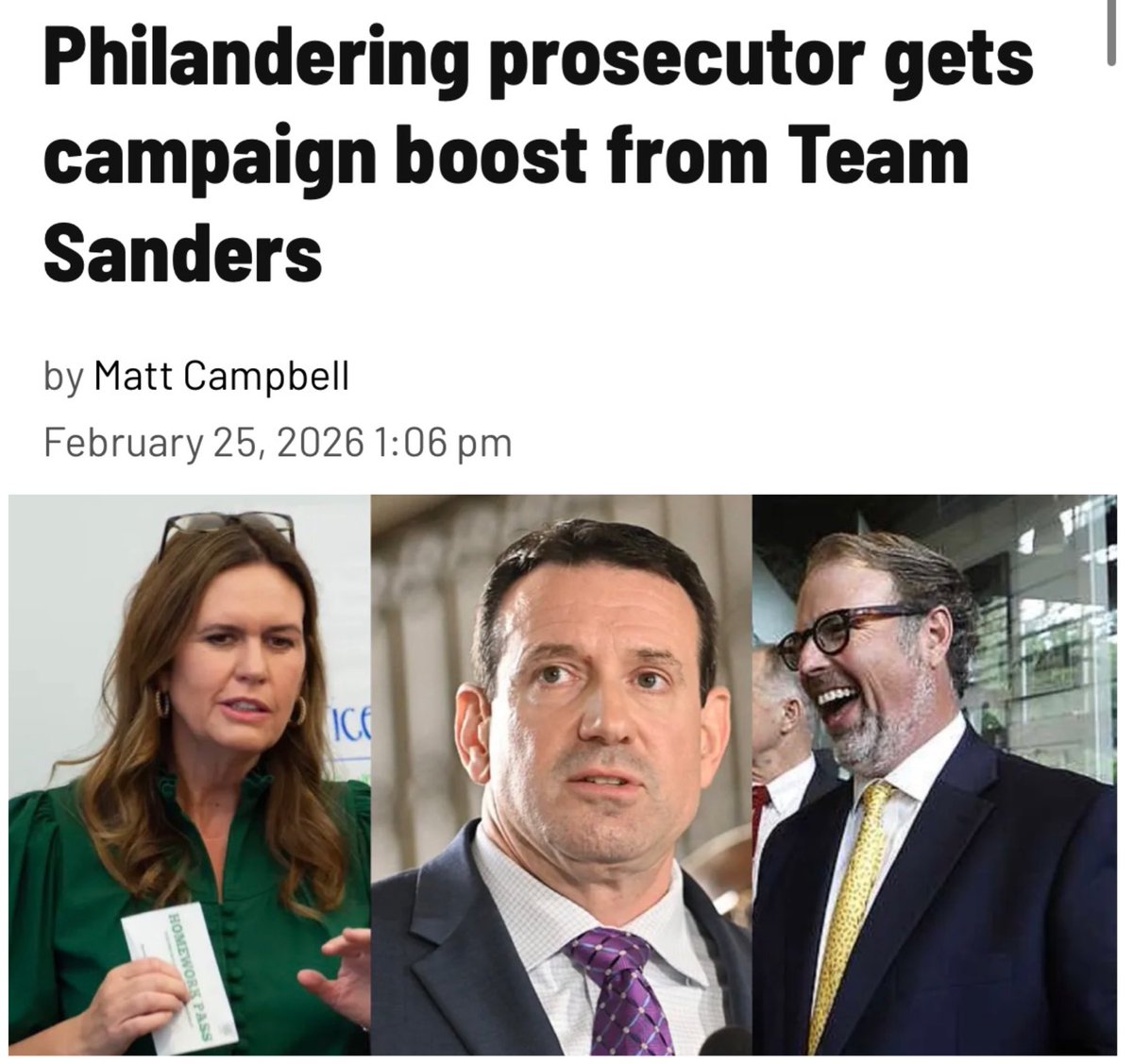 Will Jones is the prosecutor who let Sarah Huckabee Sanders skate on LecternGate.

Now <a href="/SarahHuckabee/">Sarah Huckabee Sanders</a>’s campaign manager is boosting his campaign with TV ads.

Nothing to see here, right? 👀