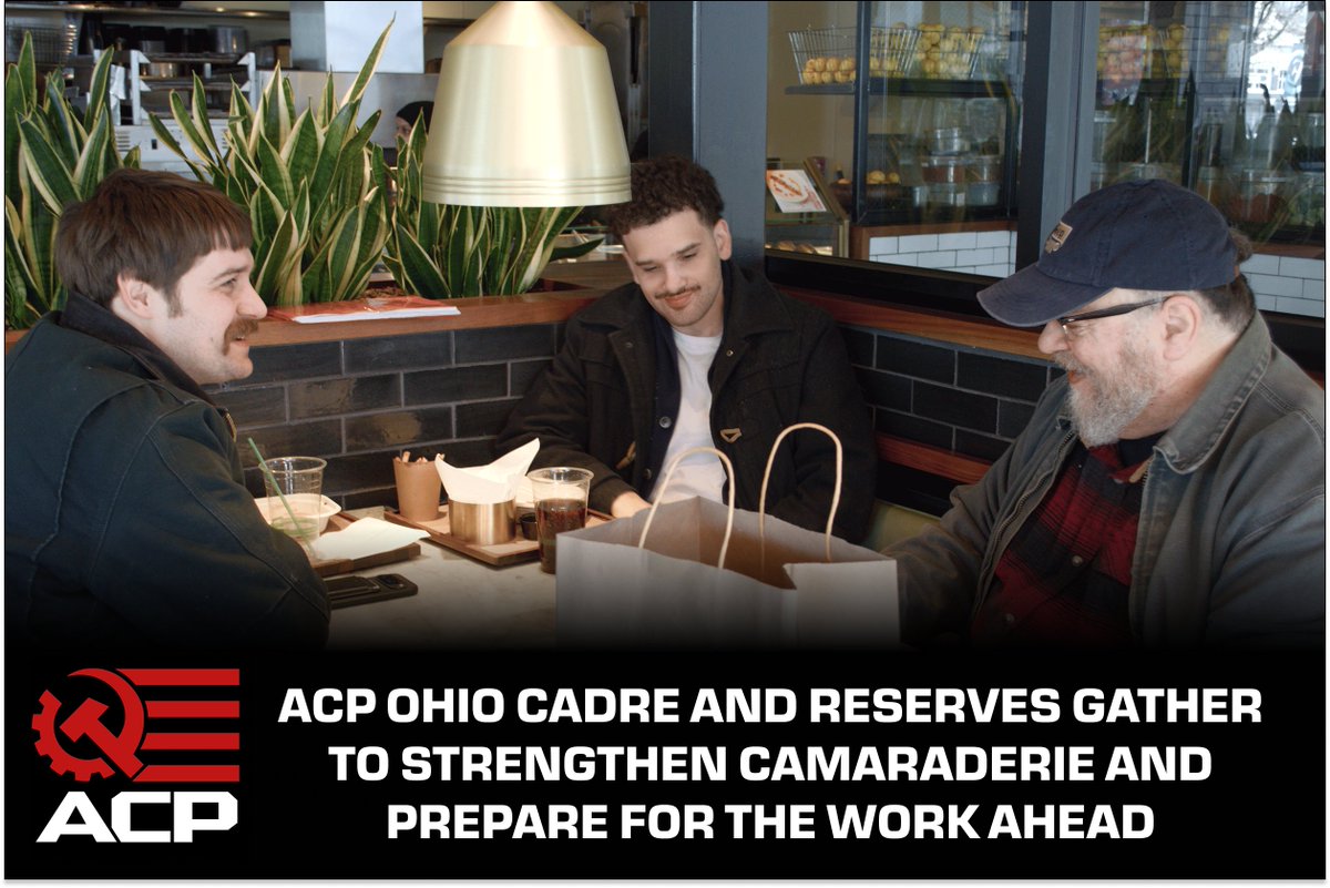 ACP_OH's tweet photo. ACP Ohio members met for lunch to welcome a new Reserve and learn about their skills and experience.

Organizing starts with understanding yourself &amp; those fighting beside you.

Even small moments like these help build momentum—and you shouldn't fight fascism on an empty stomach! https://t.co/hwwCMQHeqa