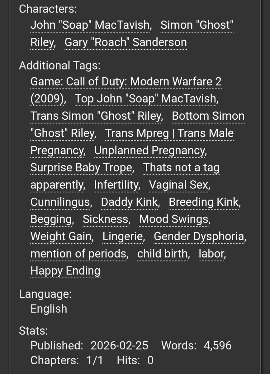 Kassiopeia62's tweet photo. Surprise! I had an itch so I scratched it and wrote an 09 #GhostSoap surprise baby fic! With hot daddy MacTavish 🤭

Please check the tags if labor/birth is not your thing 💜

🔗 below! https://t.co/D12pz3a5vy