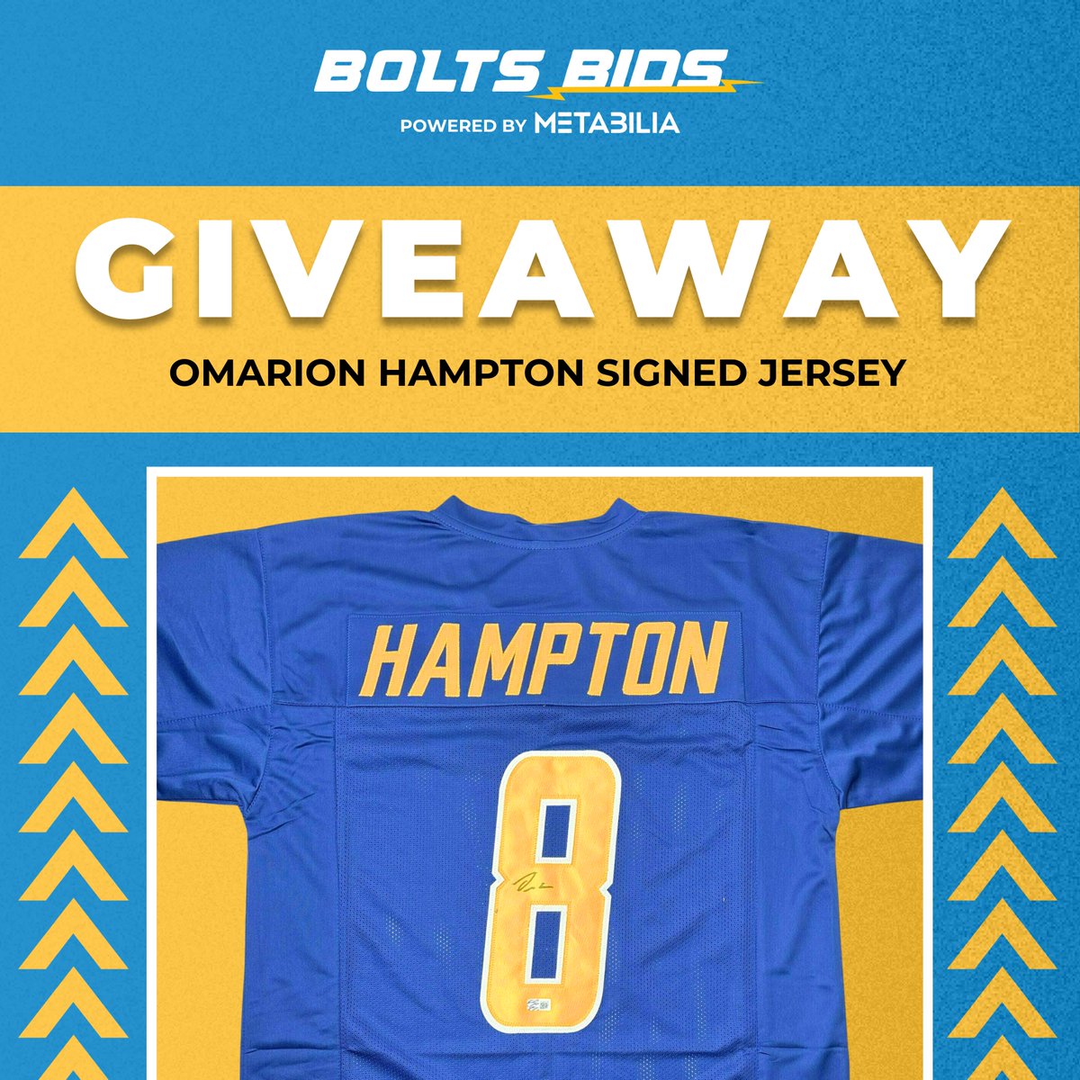 LOS ANGELES! ⚡☀️ Ignite your collection and gear up for an electric year at SoFi! 🏟️⚡ ➡️ CLAIM YOUR FREE ENTRY HERE: 👉 chargers.com/boltsbids

We’re giving you the chance to bring home a certified masterpiece from our explosive powerhouse in the backfield.

Best of all? Entry
