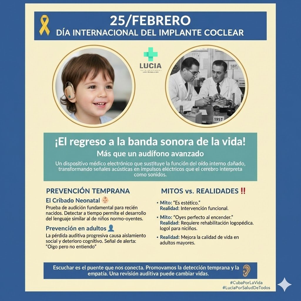 👨🏻‍⚕️Una reflexión para hoy:Escuchar es el puente que nos conecta con los demás. La tecnología ya hizo su parte creando el implante coclear;a nosotros nos toca hacer la nuestra promoviendo la detección temprana y la empatía hacia quienes viven con pérdida auditiva
#HolguinEsSalud