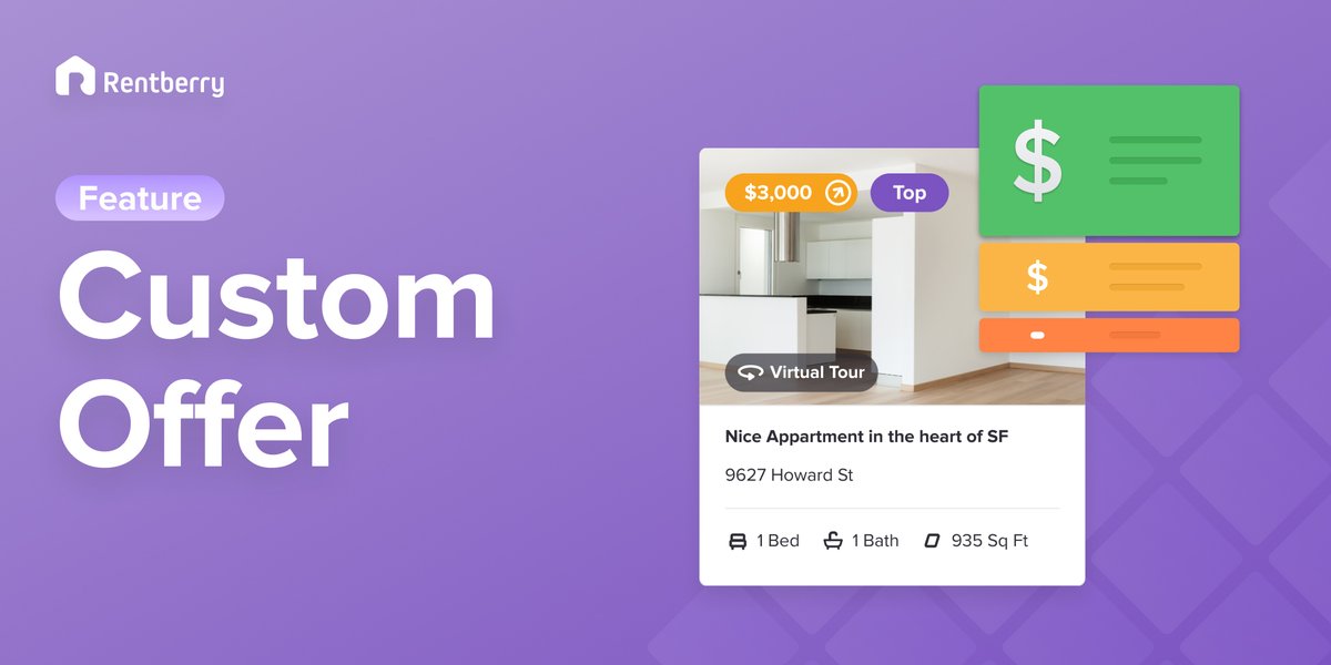 Rentberry_'s tweet photo. With Rentberry, you don't just click “apply.”

Instead, you can submit a custom offer: slightly lower if your credit score is in the 800s, or slightly higher if you're renting with a pet.

See how it works: 👇 https://t.co/n9Gqh2XcR0

#Rentberry #RealEstate #RentingHacks https://t.co/uWeDc3VMpD