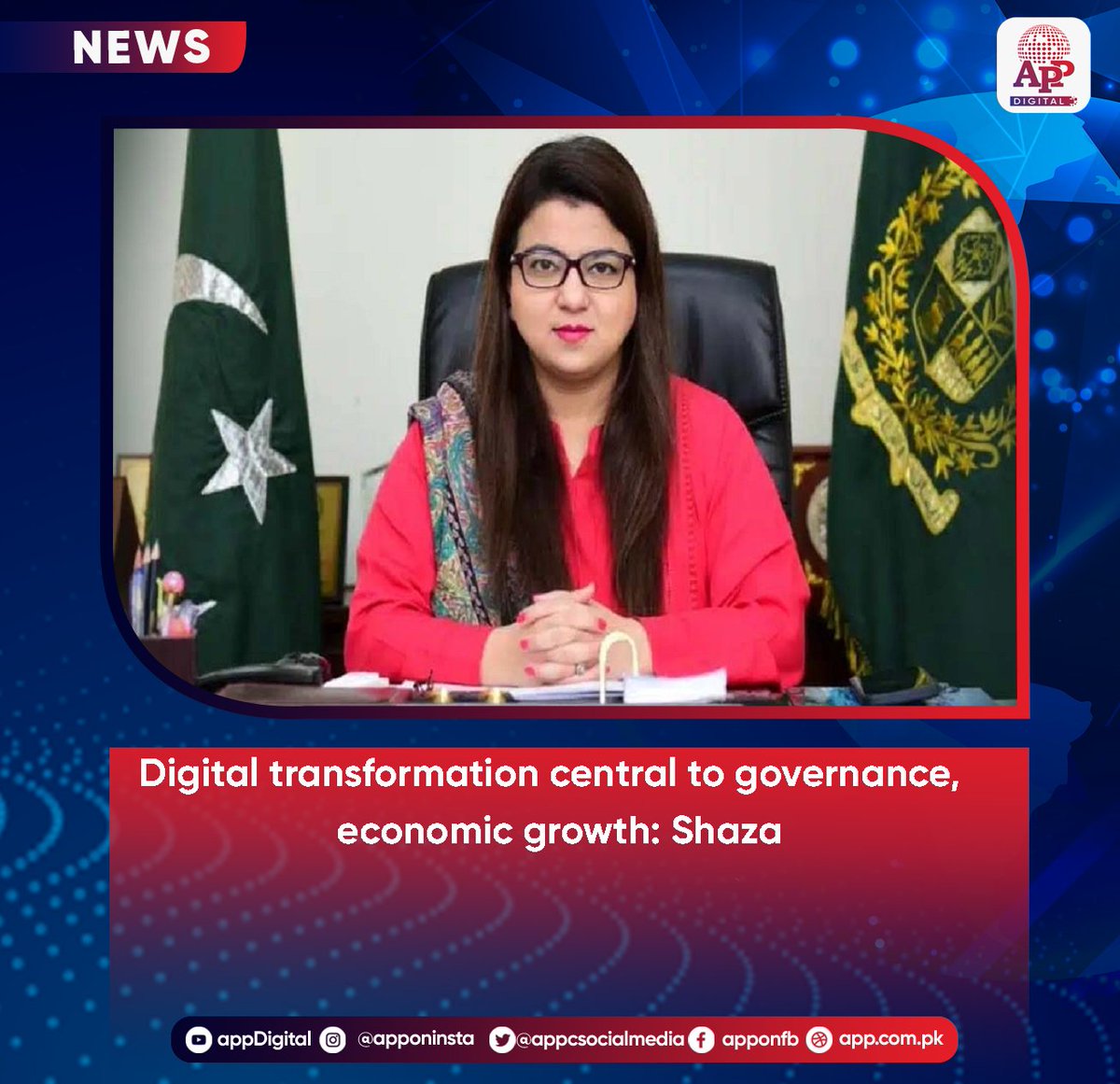 appcsocialmedia's tweet photo. Digital transformation central to governance, economic growth: Shaza
#Shaza #DigitalTransformation #Governance #EconomicGrowth #TechnologyInGovernment #PakistanNews #E-Governance #Innovation #PublicSectorReforms #SmartEconomy https://t.co/mahvfTQ6mt