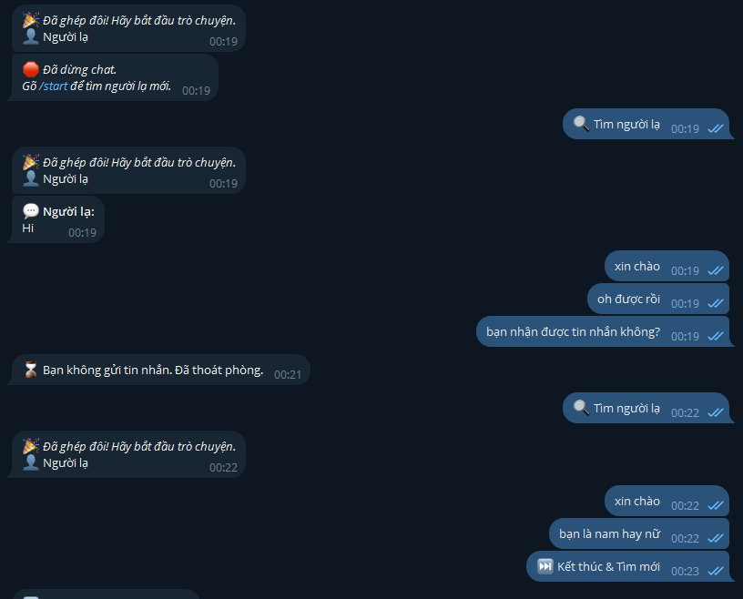 t1eriis's tweet photo. Ra mắt Bot Chat Người Lạ trên Telegram
Muốn nói chuyện ẩn danh? Muốn gặp người mới?
Chỉ cần /start là được ghép đôi ngay
- Ẩn danh 100%
- Chuyển người nhanh với /next
- Dừng chat với /stop

Vào thử ngay

https://t.co/YXs0pFZXry https://t.co/vaW9pNe2nE