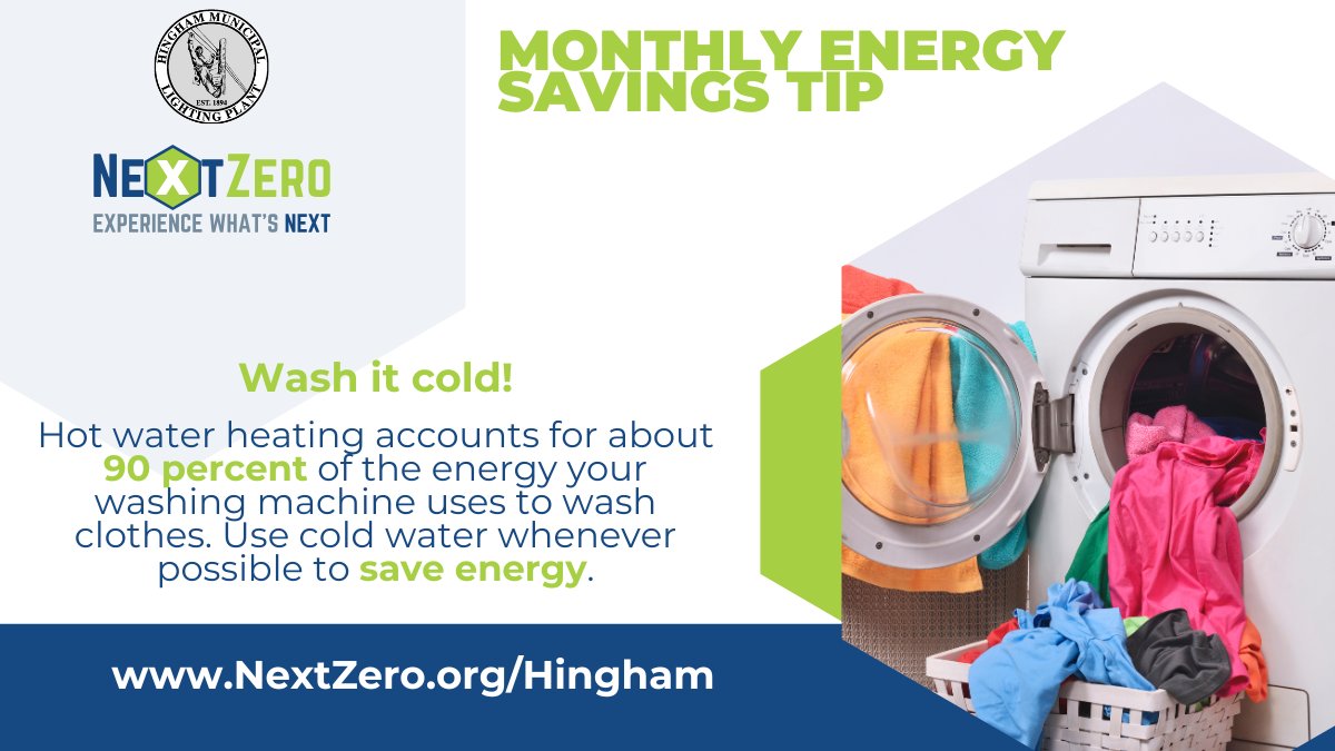 Hot water heating accounts for about ✨90%✨ of the energy your washing machine uses to wash clothes! Use cold water whenever possible to save energy. 💧🧦