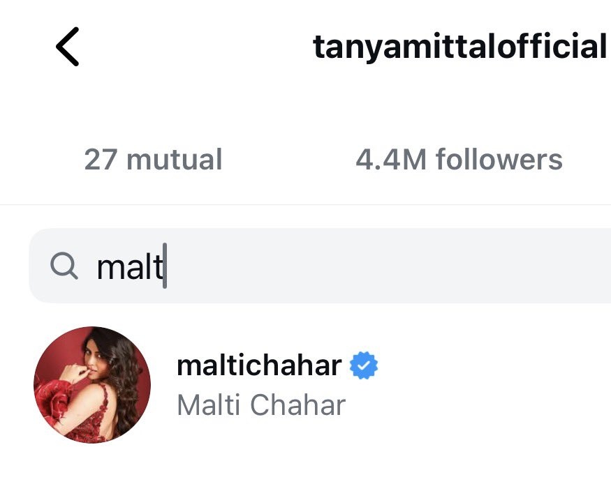 Malti and tanya started following each other on instagram. ❤️🌷
#MaltiChahar #TanyaMittal