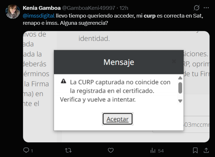 ivillasenor's tweet photo. 🔴 | FALLA SISTEMA PARA VALIDAR CURP

El sitio oficial del @GobiernoMX para consultar la CURP no funciona desde hace varias horas. 

Esto podría reflejarse en varios servicios que hacen consulta en tiempo real. Ya se reportan fallas en Llave MX y en @Tu_IMSS

Así las cosas... https://t.co/kZR7jA4sh2