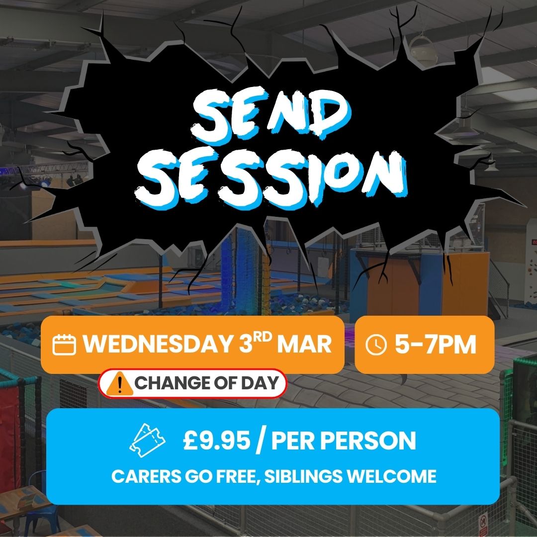 Our SEND sessions are back for another month! 🌟

Book your spot now before it’s too late. Please note: for this specific slot, the session has moved from its usual Tuesday to Wednesday🗓️

We can’t wait to see you there! 💛🧩

#bookyourbounce #trampolinepark #gobounce