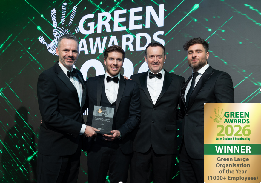 Postvox's tweet photo. We were delighted to be named Green Large Organisation of the Year at last night’s Green Awards. Sustainability is embedded into everything we do, as for us it is about delivering real environmental &amp; social impact at scale, for now &amp; generations to come. #GreenAwards https://t.co/qq7CnL8TPF