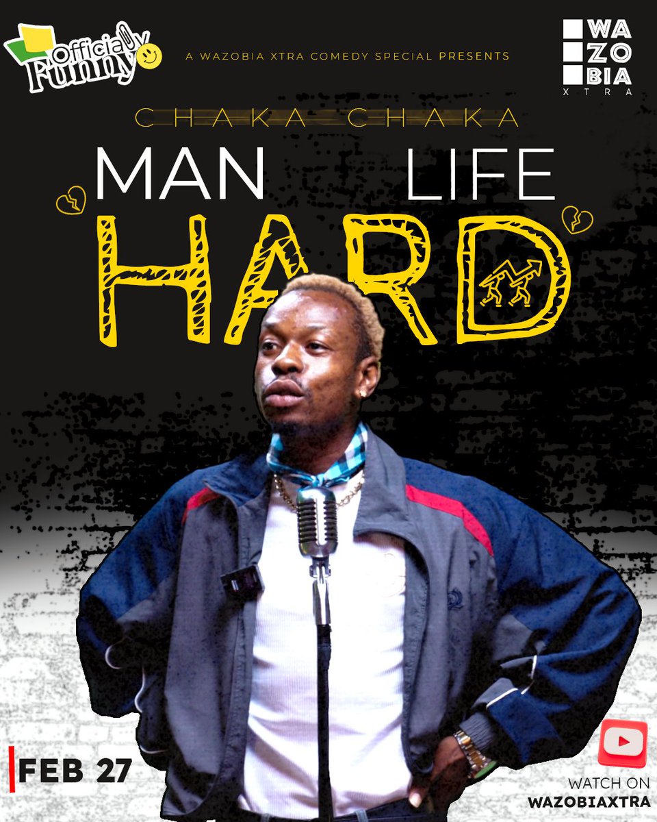 Wazobia_FM's tweet photo. #OfficiallyFunny 😂 don land again!
@iamchaka_chaka go scatter ribs with him special MAN LIFE HARD 🎤
📅 Feb 27
📺 Watch this Friday on @wazobiaxtra YouTube Channel. 
https://t.co/OjfCJmpFm2  
Subscribe, set reminder, and no dull yourself!

#ChakaChaka #ManLifeHard #WazobiaXTRA #OfficiallyFunny
#NaijaComedy #NigerianComedy
#StandUpComedy #ComedySpecial #ComedyShow