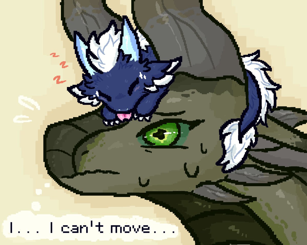 Don't move an inch! You don't want to wake her...
#dragon #pixelart
