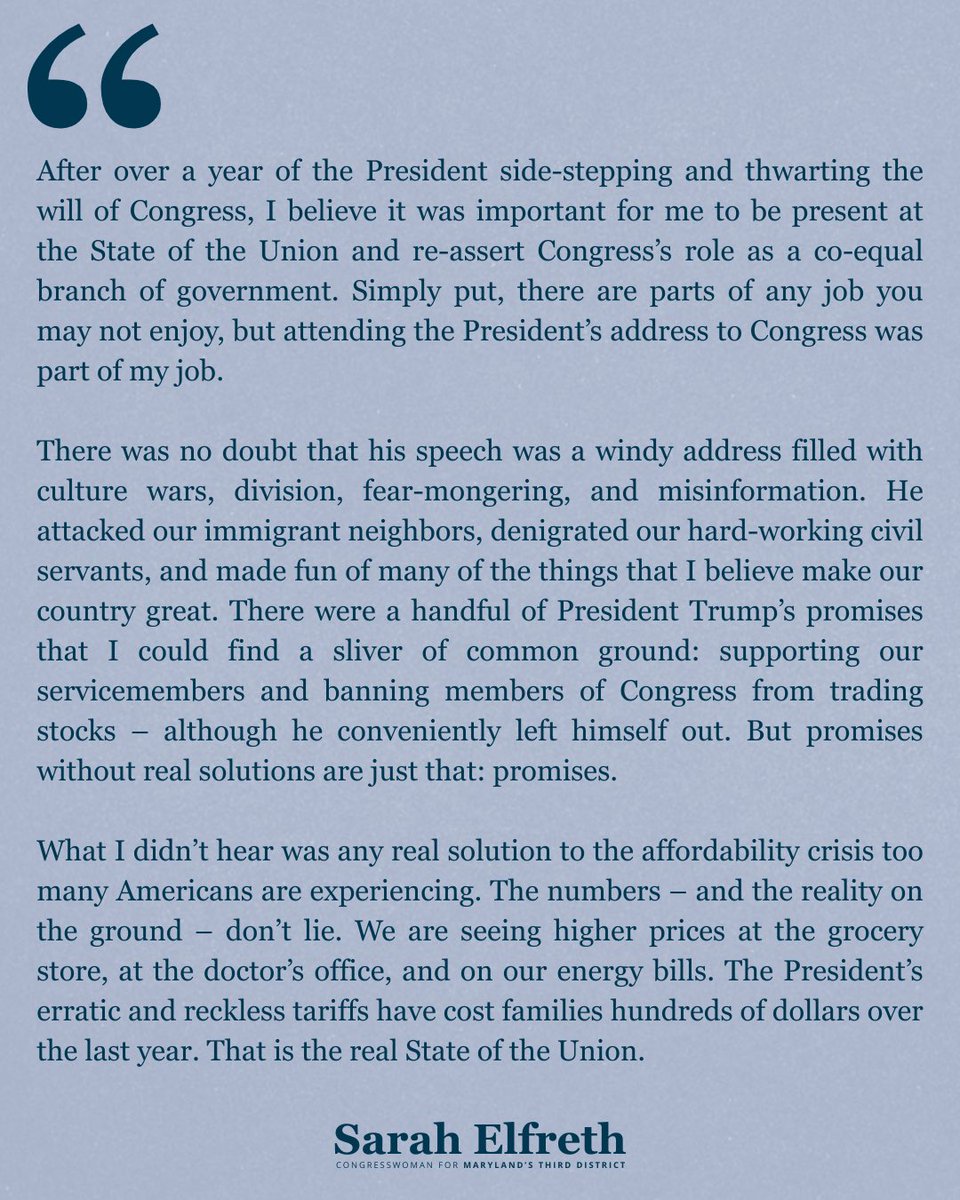 Congresswoman Sarah Elfreth tweet media