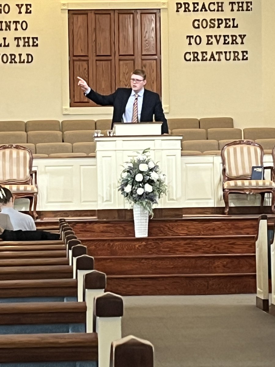 Junior Chet Jabinski preaching in college chapel today. Learn by doing.