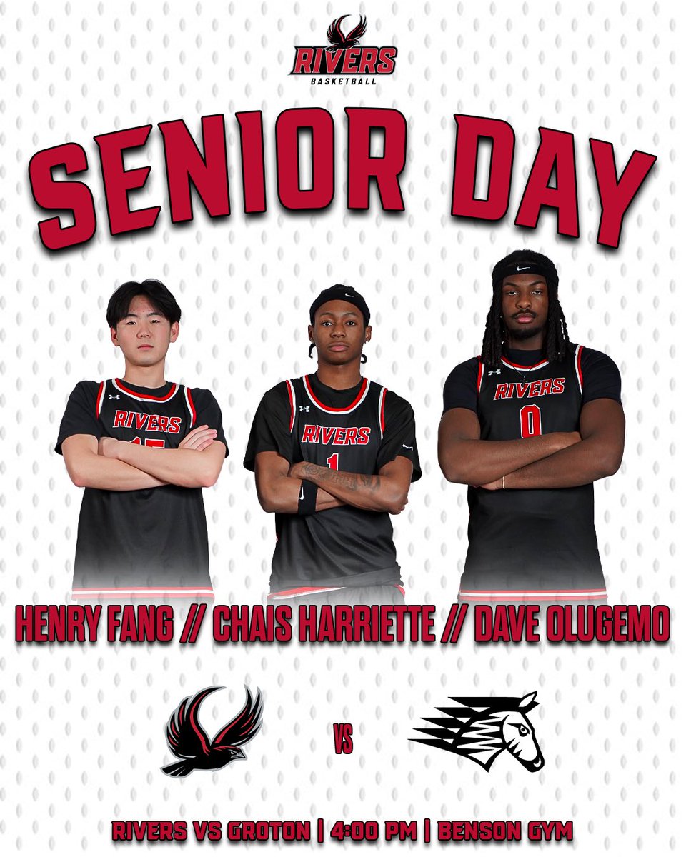 RiversAthletics's tweet photo. Gameday‼️ Boys Varsity Basketball hosts Groton on Senior Day. Livestream: https://t.co/OgsCL7TJ3I https://t.co/Zl0HDLtbez