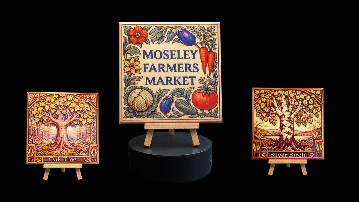 Ktphotouk's tweet image. I’ll be at the Moseley Farmers Market on Saturday with my Arts &amp;amp; Crafts-inspired ceramic tiles. Hand-printed, heritage-led, and proudly Birmingham.
Beautiful buildings, bold botanicals, and a bit of William Morris magic. morganandmorris.etsy.com
#Moseley #Birmingham #ArtsAndCrafts