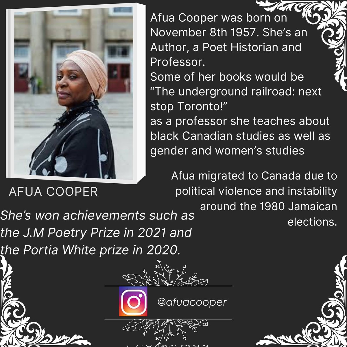 MrPsClassSEC's tweet photo. Noteworthy Canadians for Black History Month 
Afua Cooper by Kalinah
@campionchamps @afuacooper #BlackHistory #ShareBlackStories #BlackExcellence #BHM2026 https://t.co/ZeAyZLHppy