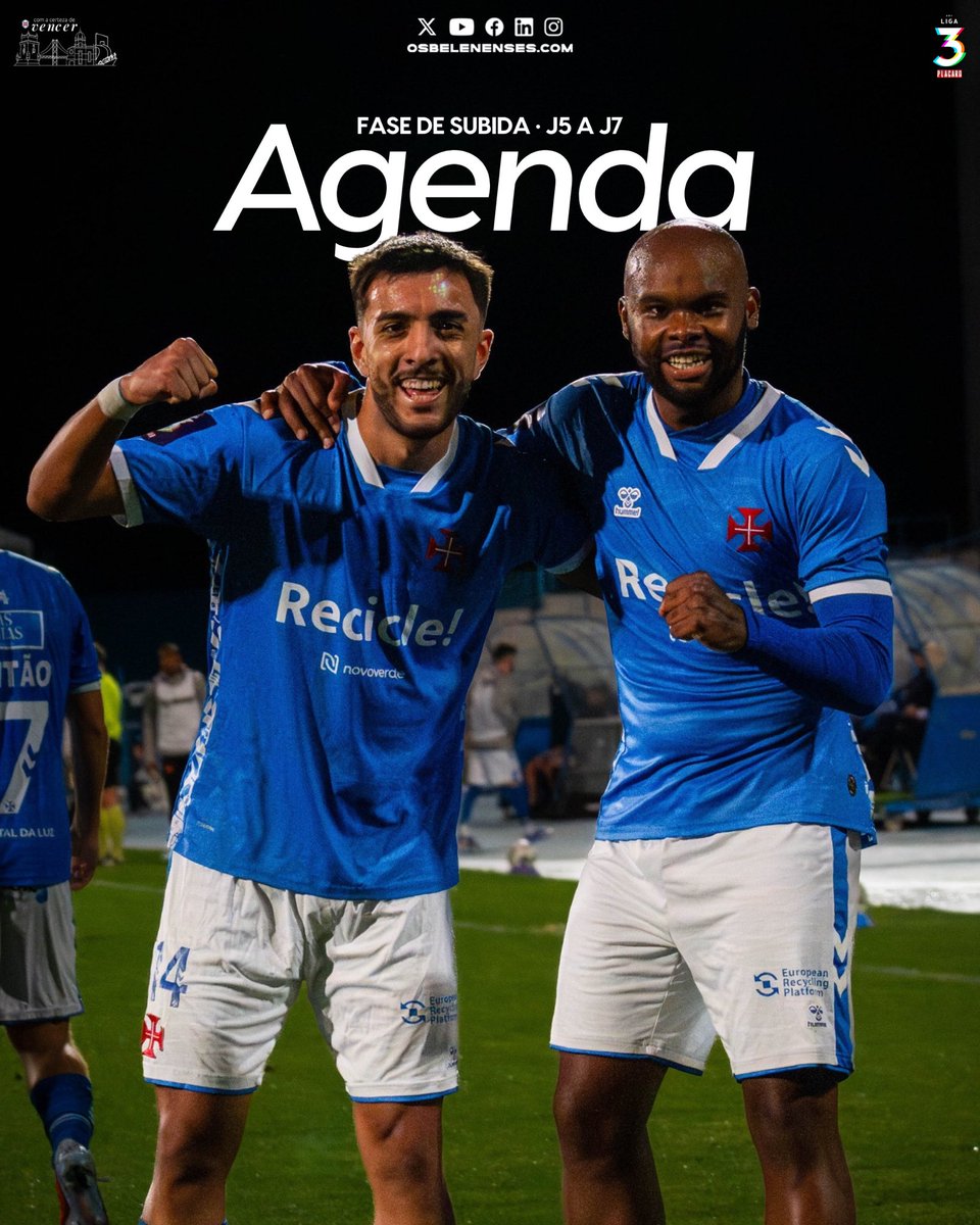 CFosBelenenses's tweet image. 📅 Já são conhecidas as datas dos próximos compromissos do #Belenenses na 𝐟𝐚𝐬𝐞 𝐝𝐞 𝐭𝐨𝐝𝐚𝐬 𝐚𝐬 𝐝𝐞𝐜𝐢𝐬𝐨̃𝐞𝐬 da #Liga3.

Toma nota e convoca os teus amigos para 3 finais #RumoAoNossoLugar! 💙🙌 #tweetpastel